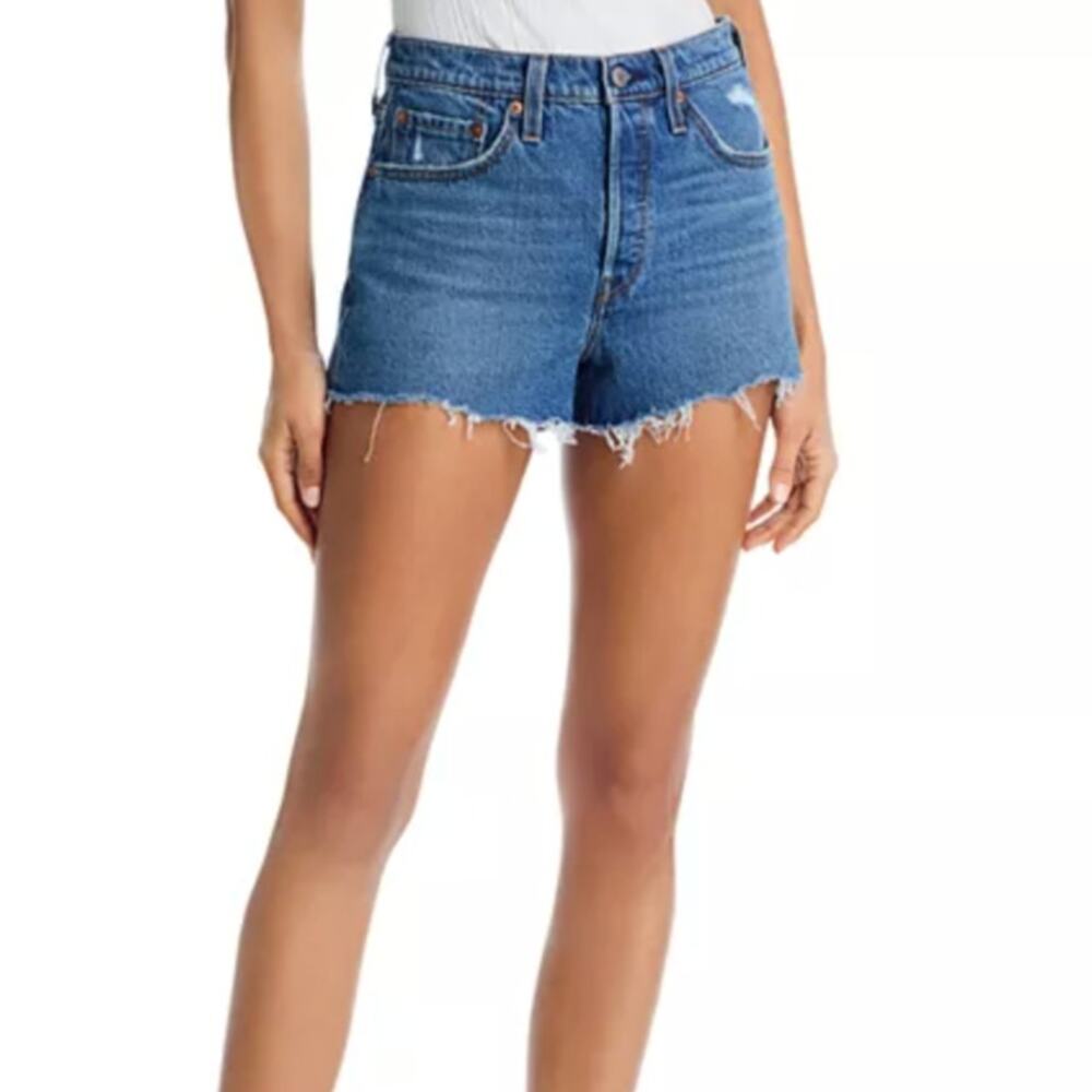 Levi's 501 Original Shorts Jean High Rise Raw Hem Cut Off Shorts 4 27" Denim